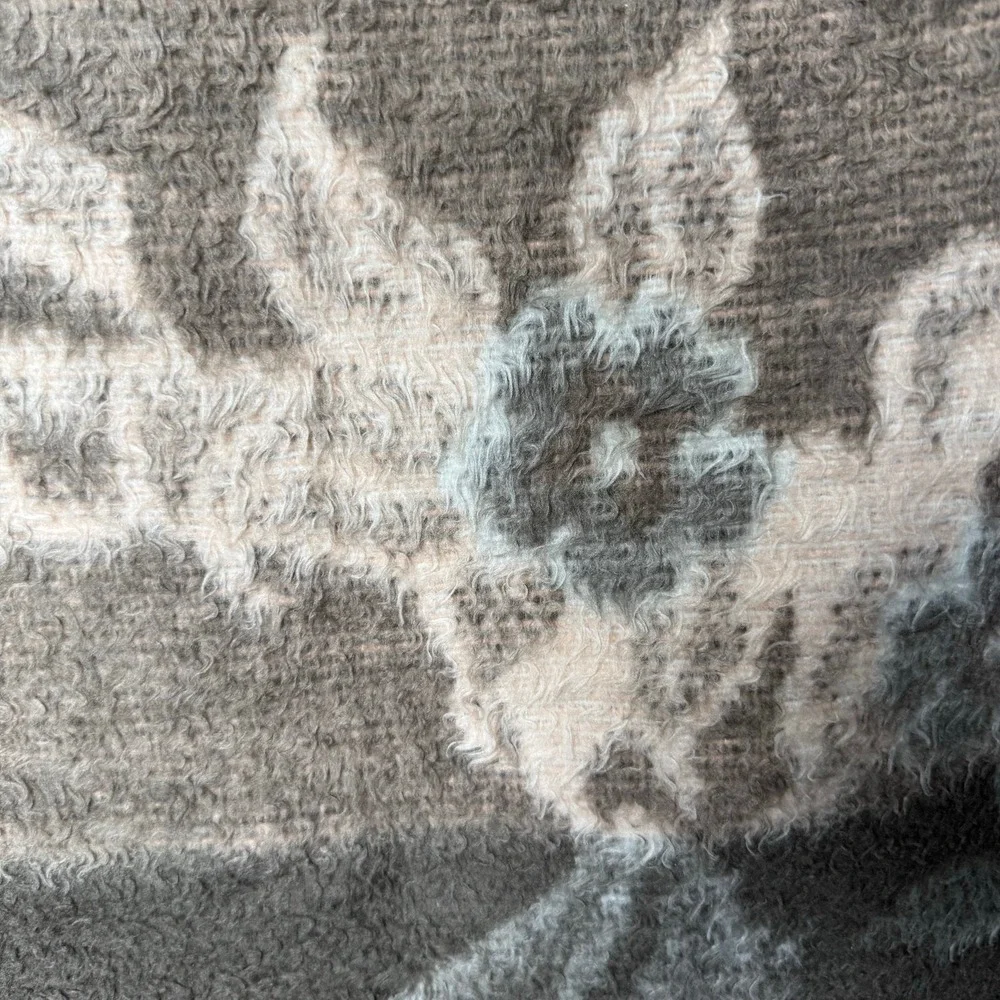 Vintage Kitten Cat Basket Floral Print Plush Throw‎ Blanket Brown Cream Cozy